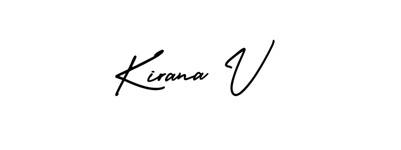 Kirana V stylish signature style. Best Handwritten Sign (AmerikaSignatureDemo-Regular) for my name. Handwritten Signature Collection Ideas for my name Kirana V. Kirana V signature style 3 images and pictures png