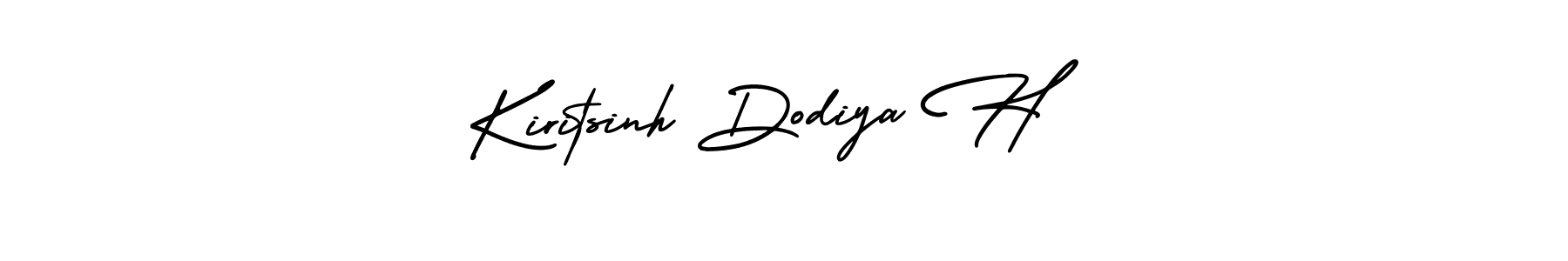 This is the best signature style for the Kiritsinh Dodiya H name. Also you like these signature font (AmerikaSignatureDemo-Regular). Mix name signature. Kiritsinh Dodiya H signature style 3 images and pictures png