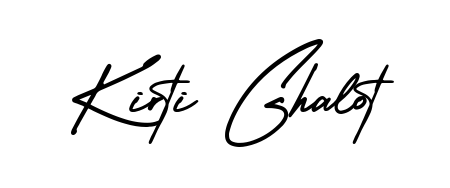 The AmerikaSignatureDemo-Regular typeface gives name Kirti Ghalot a refined look. Suitable for certificates, diplomas, and official verification. Kirti Ghalot signature style 3 images and pictures png