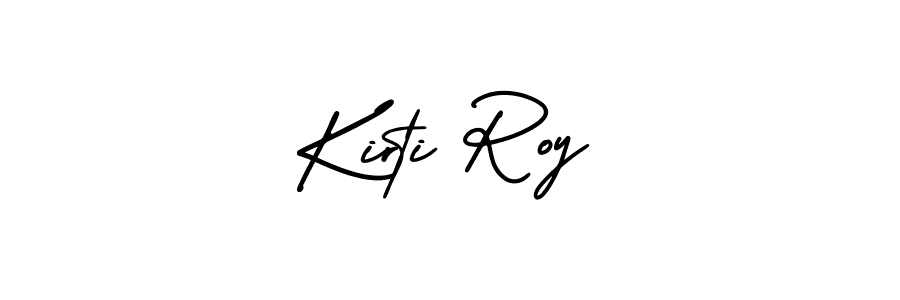 You should practise on your own different ways (AmerikaSignatureDemo-Regular) to write your name (Kirti Roy) in signature. don't let someone else do it for you. Kirti Roy signature style 3 images and pictures png