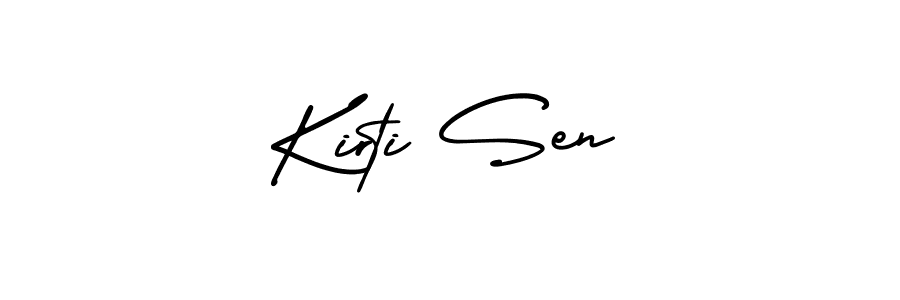 You should practise on your own different ways (AmerikaSignatureDemo-Regular) to write your name (Kirti Sen) in signature. don't let someone else do it for you. Kirti Sen signature style 3 images and pictures png