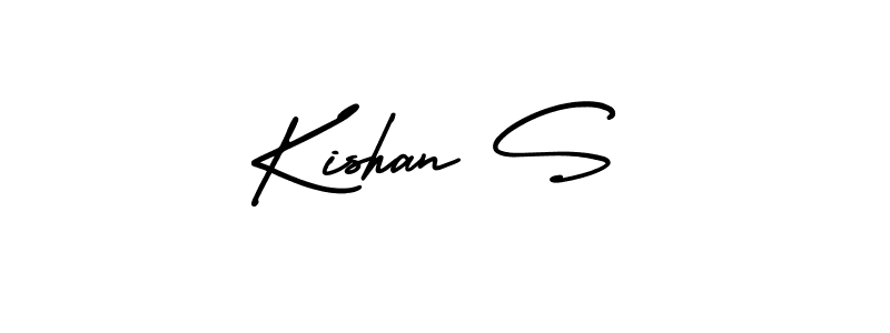 The best way (AmerikaSignatureDemo-Regular) to make a short signature is to pick only two or three words in your name. The name Kishan S include a total of six letters. For converting this name. Kishan S signature style 3 images and pictures png