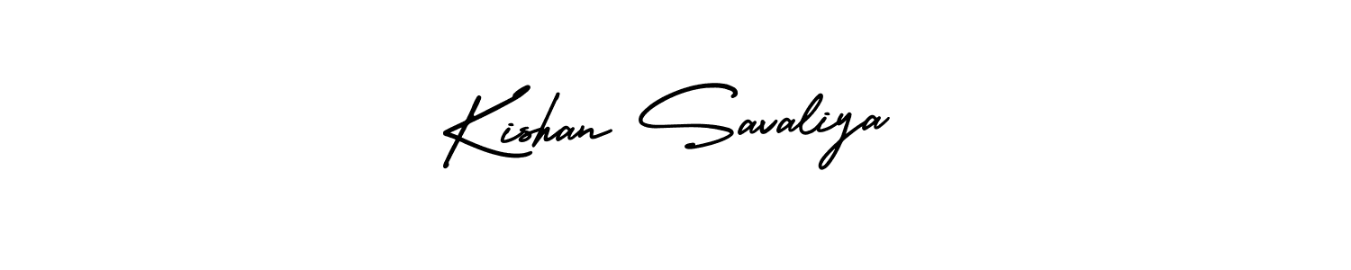 You should practise on your own different ways (AmerikaSignatureDemo-Regular) to write your name (Kishan Savaliya) in signature. don't let someone else do it for you. Kishan Savaliya signature style 3 images and pictures png
