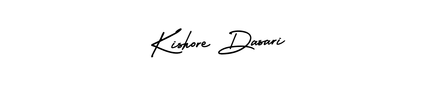 You should practise on your own different ways (AmerikaSignatureDemo-Regular) to write your name (Kishore Dasari) in signature. don't let someone else do it for you. Kishore Dasari signature style 3 images and pictures png