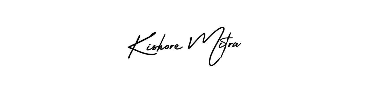 You should practise on your own different ways (AmerikaSignatureDemo-Regular) to write your name (Kishore Mitra) in signature. don't let someone else do it for you. Kishore Mitra signature style 3 images and pictures png