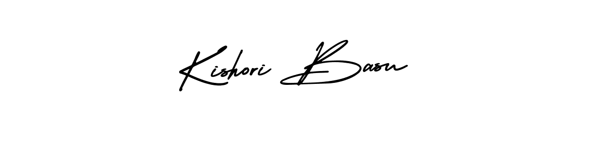 You should practise on your own different ways (AmerikaSignatureDemo-Regular) to write your name (Kishori Basu) in signature. don't let someone else do it for you. Kishori Basu signature style 3 images and pictures png