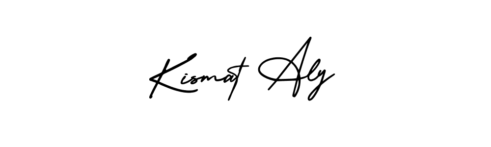 You should practise on your own different ways (AmerikaSignatureDemo-Regular) to write your name (Kismat Aly) in signature. don't let someone else do it for you. Kismat Aly signature style 3 images and pictures png