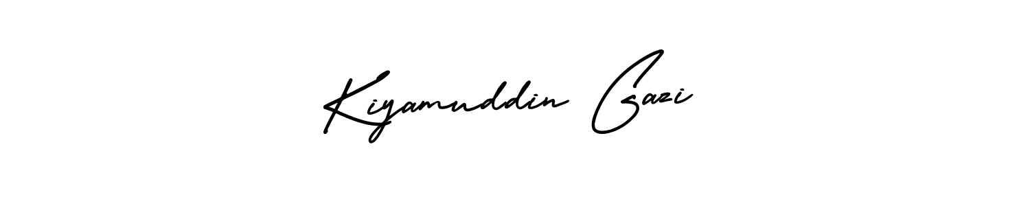 The best way (AmerikaSignatureDemo-Regular) to make a short signature is to pick only two or three words in your name. The name Kiyamuddin Gazi include a total of six letters. For converting this name. Kiyamuddin Gazi signature style 3 images and pictures png