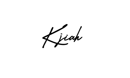You should practise on your own different ways (AmerikaSignatureDemo-Regular) to write your name (Kjiah) in signature. don't let someone else do it for you. Kjiah signature style 3 images and pictures png