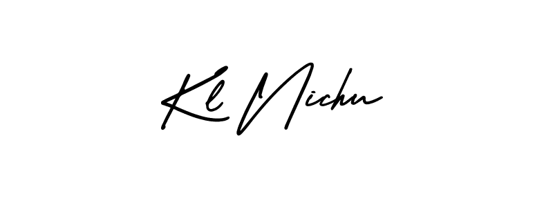 Similarly AmerikaSignatureDemo-Regular is the best handwritten signature design. Signature creator online .You can use it as an online autograph creator for name Kl Nichu. Kl Nichu signature style 3 images and pictures png