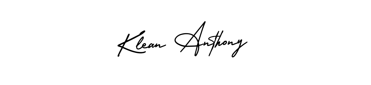 You should practise on your own different ways (AmerikaSignatureDemo-Regular) to write your name (Klean Anthony) in signature. don't let someone else do it for you. Klean Anthony signature style 3 images and pictures png