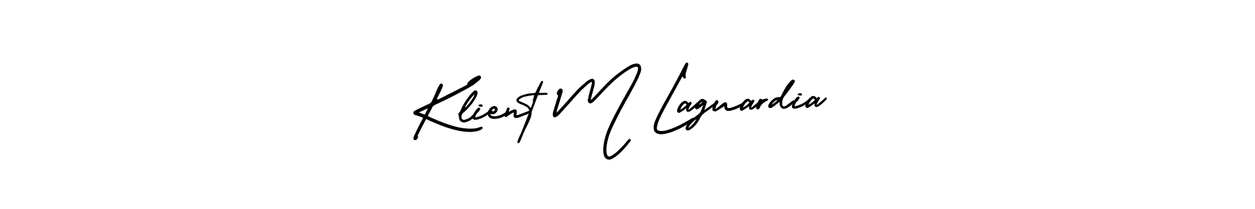 It looks lik you need a new signature style for name Klient M Laguardia. Design unique handwritten (AmerikaSignatureDemo-Regular) signature with our free signature maker in just a few clicks. Klient M Laguardia signature style 3 images and pictures png