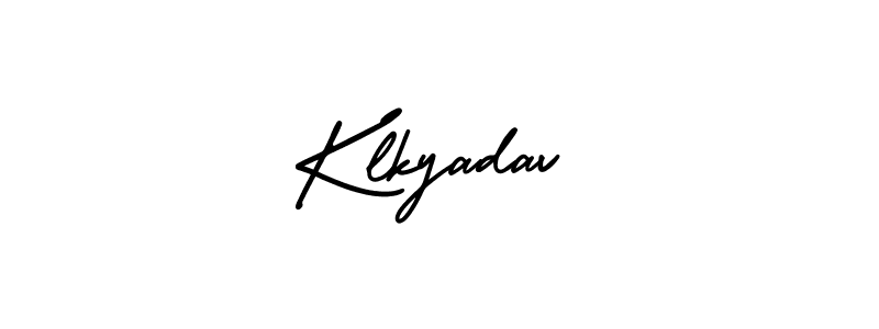 You should practise on your own different ways (AmerikaSignatureDemo-Regular) to write your name (Klkyadav) in signature. don't let someone else do it for you. Klkyadav signature style 3 images and pictures png