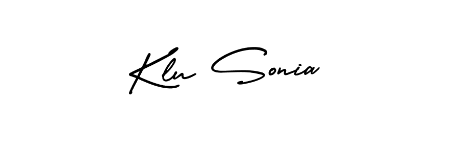 You should practise on your own different ways (AmerikaSignatureDemo-Regular) to write your name (Klu Sonia) in signature. don't let someone else do it for you. Klu Sonia signature style 3 images and pictures png