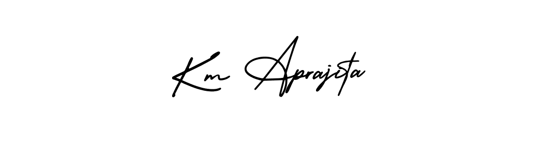 Km Aprajita stylish signature style. Best Handwritten Sign (AmerikaSignatureDemo-Regular) for my name. Handwritten Signature Collection Ideas for my name Km Aprajita. Km Aprajita signature style 3 images and pictures png