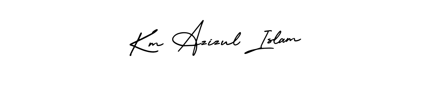 Also You can easily find your signature by using the search form. We will create Km Azizul Islam name handwritten signature images for you free of cost using AmerikaSignatureDemo-Regular sign style. Km Azizul Islam signature style 3 images and pictures png