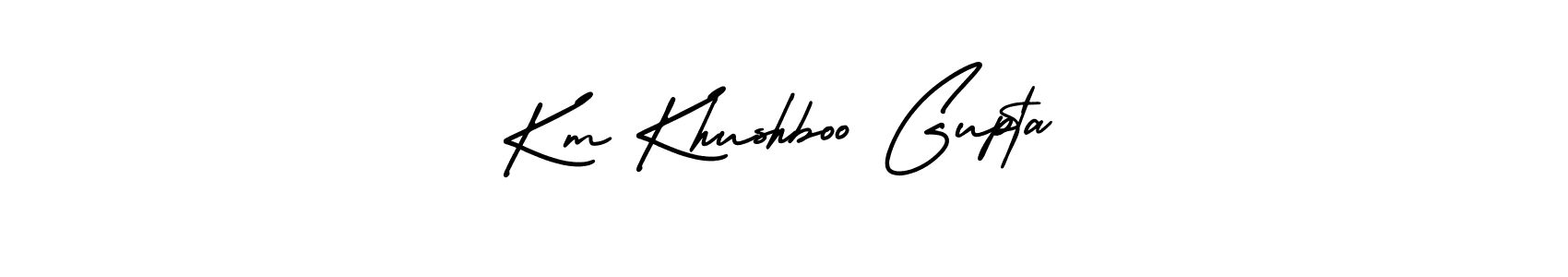 The best way (AmerikaSignatureDemo-Regular) to make a short signature is to pick only two or three words in your name. The name Km Khushboo Gupta include a total of six letters. For converting this name. Km Khushboo Gupta signature style 3 images and pictures png