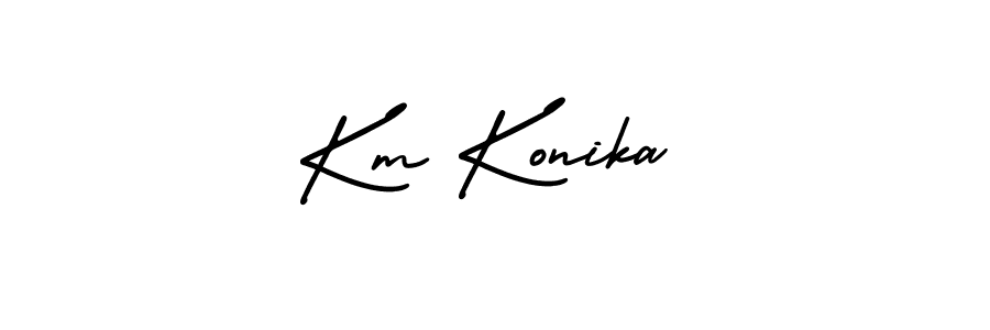 Make a beautiful signature design for name Km Konika. With this signature (AmerikaSignatureDemo-Regular) style, you can create a handwritten signature for free. Km Konika signature style 3 images and pictures png