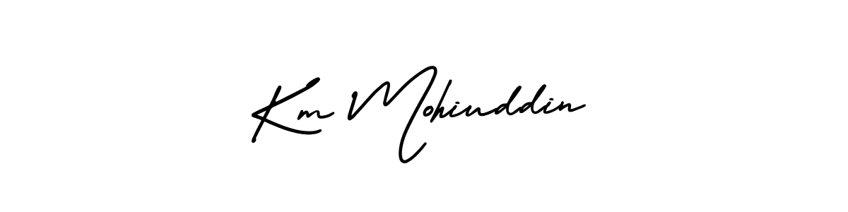 Also You can easily find your signature by using the search form. We will create Km Mohiuddin name handwritten signature images for you free of cost using AmerikaSignatureDemo-Regular sign style. Km Mohiuddin signature style 3 images and pictures png