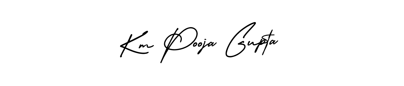 How to make Km Pooja Gupta signature? AmerikaSignatureDemo-Regular is a professional autograph style. Create handwritten signature for Km Pooja Gupta name. Km Pooja Gupta signature style 3 images and pictures png