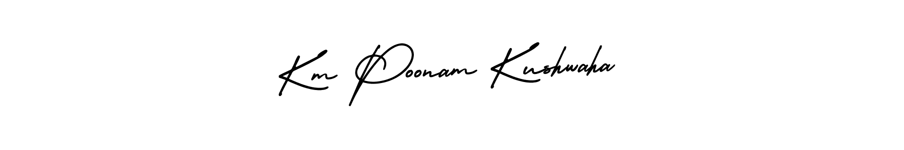 Km Poonam Kushwaha stylish signature style. Best Handwritten Sign (AmerikaSignatureDemo-Regular) for my name. Handwritten Signature Collection Ideas for my name Km Poonam Kushwaha. Km Poonam Kushwaha signature style 3 images and pictures png