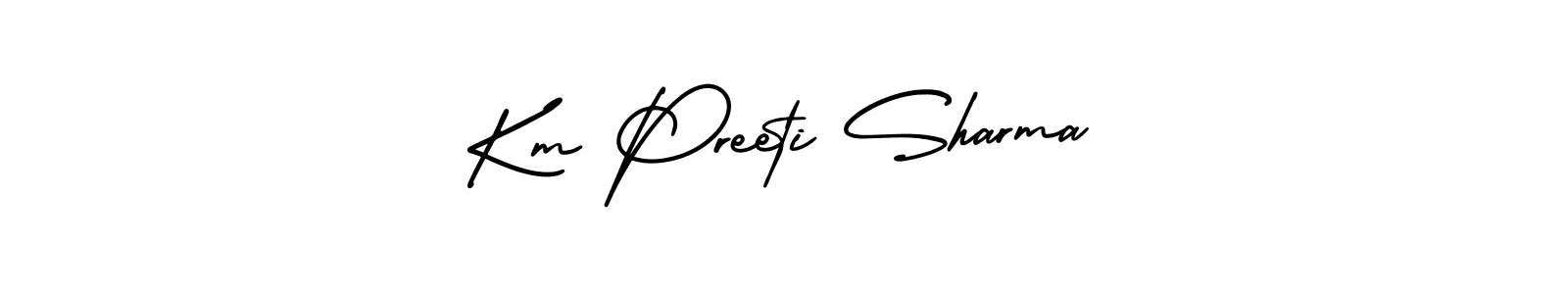 It looks lik you need a new signature style for name Km Preeti Sharma. Design unique handwritten (AmerikaSignatureDemo-Regular) signature with our free signature maker in just a few clicks. Km Preeti Sharma signature style 3 images and pictures png