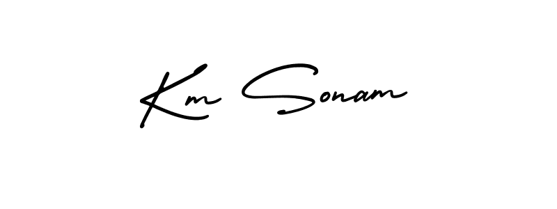 The best way (AmerikaSignatureDemo-Regular) to make a short signature is to pick only two or three words in your name. The name Km Sonam include a total of six letters. For converting this name. Km Sonam signature style 3 images and pictures png
