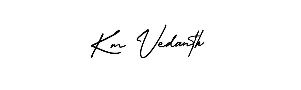 Create a beautiful signature design for name Km Vedanth. With this signature (AmerikaSignatureDemo-Regular) fonts, you can make a handwritten signature for free. Km Vedanth signature style 3 images and pictures png