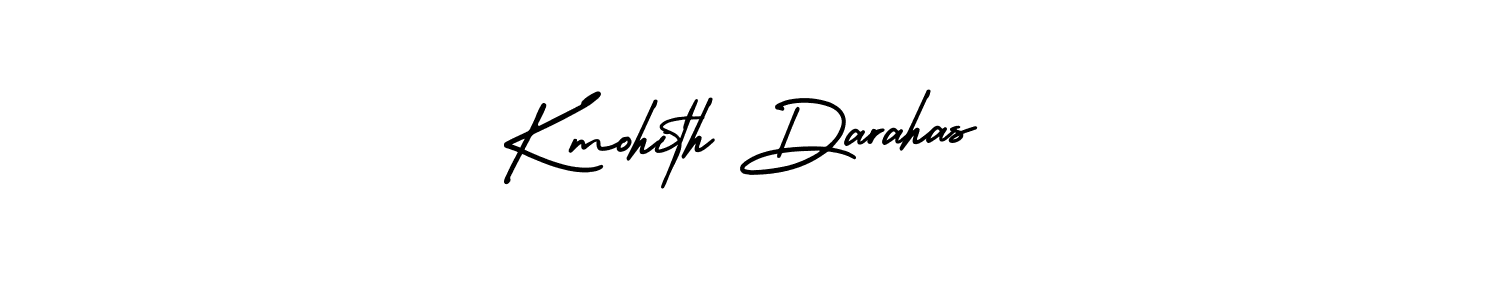 You should practise on your own different ways (AmerikaSignatureDemo-Regular) to write your name (Kmohith Darahas) in signature. don't let someone else do it for you. Kmohith Darahas signature style 3 images and pictures png