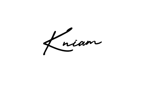 Kniam stylish signature style. Best Handwritten Sign (AmerikaSignatureDemo-Regular) for my name. Handwritten Signature Collection Ideas for my name Kniam. Kniam signature style 3 images and pictures png