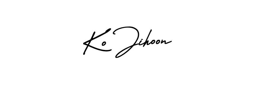 Also You can easily find your signature by using the search form. We will create Ko Jihoon name handwritten signature images for you free of cost using AmerikaSignatureDemo-Regular sign style. Ko Jihoon signature style 3 images and pictures png