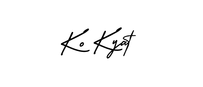 You should practise on your own different ways (AmerikaSignatureDemo-Regular) to write your name (Ko Kyat) in signature. don't let someone else do it for you. Ko Kyat signature style 3 images and pictures png