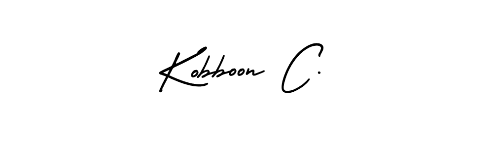 You should practise on your own different ways (AmerikaSignatureDemo-Regular) to write your name (Kobboon C.) in signature. don't let someone else do it for you. Kobboon C. signature style 3 images and pictures png