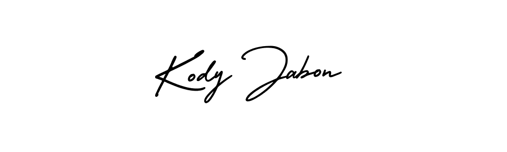 You should practise on your own different ways (AmerikaSignatureDemo-Regular) to write your name (Kody Jabon) in signature. don't let someone else do it for you. Kody Jabon signature style 3 images and pictures png