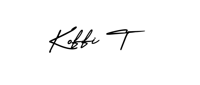 Create a beautiful signature design for name Koffi T. With this signature (AmerikaSignatureDemo-Regular) fonts, you can make a handwritten signature for free. Koffi T signature style 3 images and pictures png