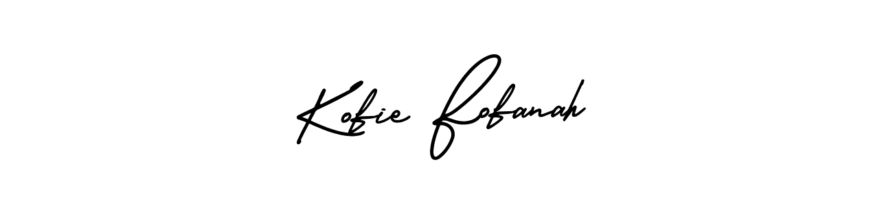 The best way (AmerikaSignatureDemo-Regular) to make a short signature is to pick only two or three words in your name. The name Kofie Fofanah include a total of six letters. For converting this name. Kofie Fofanah signature style 3 images and pictures png