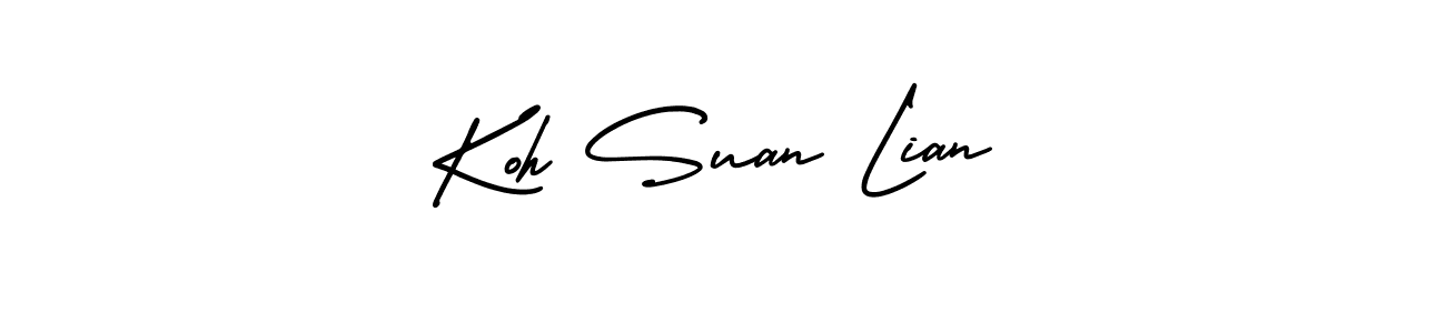 You should practise on your own different ways (AmerikaSignatureDemo-Regular) to write your name (Koh Suan Lian) in signature. don't let someone else do it for you. Koh Suan Lian signature style 3 images and pictures png