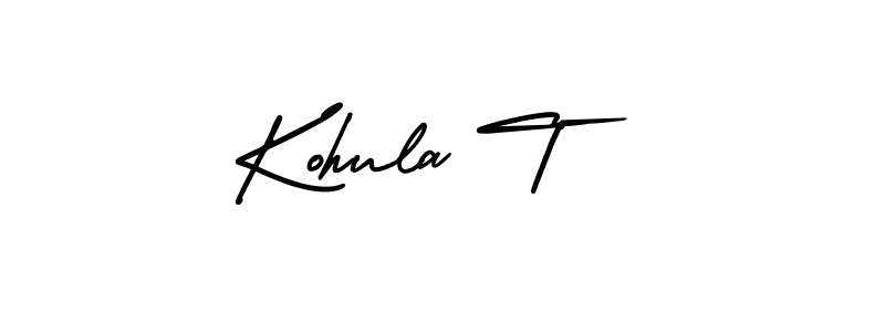 The best way (AmerikaSignatureDemo-Regular) to make a short signature is to pick only two or three words in your name. The name Kohula T include a total of six letters. For converting this name. Kohula T signature style 3 images and pictures png