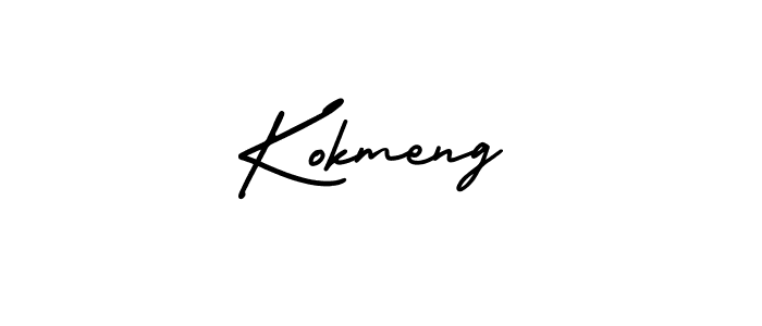 How to make Kokmeng name signature. Use AmerikaSignatureDemo-Regular style for creating short signs online. This is the latest handwritten sign. Kokmeng signature style 3 images and pictures png