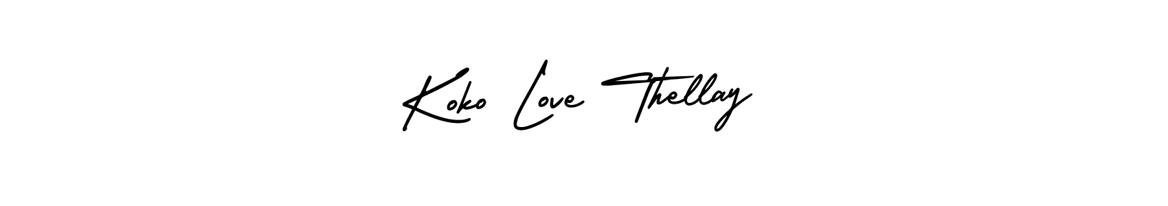 How to Draw Koko Love Thellay signature style? AmerikaSignatureDemo-Regular is a latest design signature styles for name Koko Love Thellay. Koko Love Thellay signature style 3 images and pictures png