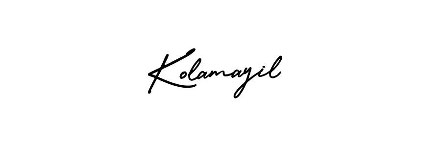 You should practise on your own different ways (AmerikaSignatureDemo-Regular) to write your name (Kolamayil) in signature. don't let someone else do it for you. Kolamayil signature style 3 images and pictures png