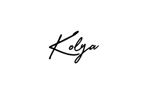 You should practise on your own different ways (AmerikaSignatureDemo-Regular) to write your name (Kolya) in signature. don't let someone else do it for you. Kolya signature style 3 images and pictures png