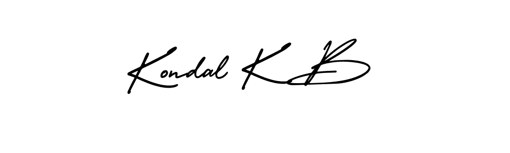 You should practise on your own different ways (AmerikaSignatureDemo-Regular) to write your name (Kondal K B) in signature. don't let someone else do it for you. Kondal K B signature style 3 images and pictures png