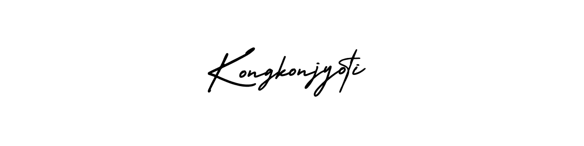 The best way (AmerikaSignatureDemo-Regular) to make a short signature is to pick only two or three words in your name. The name Kongkonjyoti include a total of six letters. For converting this name. Kongkonjyoti signature style 3 images and pictures png