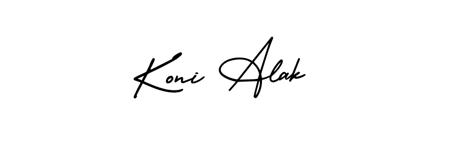 This is the best signature style for the Koni Alak name. Also you like these signature font (AmerikaSignatureDemo-Regular). Mix name signature. Koni Alak signature style 3 images and pictures png