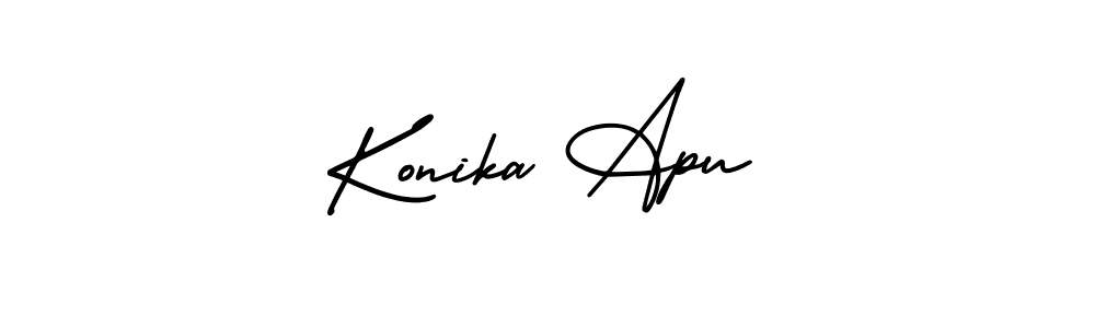 Similarly AmerikaSignatureDemo-Regular is the best handwritten signature design. Signature creator online .You can use it as an online autograph creator for name Konika Apu. Konika Apu signature style 3 images and pictures png