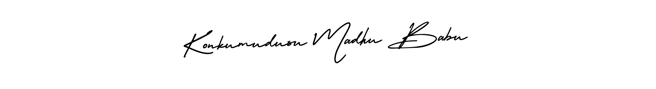 AmerikaSignatureDemo-Regular is a professional signature style that is perfect for those who want to add a touch of class to their signature. It is also a great choice for those who want to make their signature more unique. Get Konkumudusu Madhu Babu name to fancy signature for free. Konkumudusu Madhu Babu signature style 3 images and pictures png