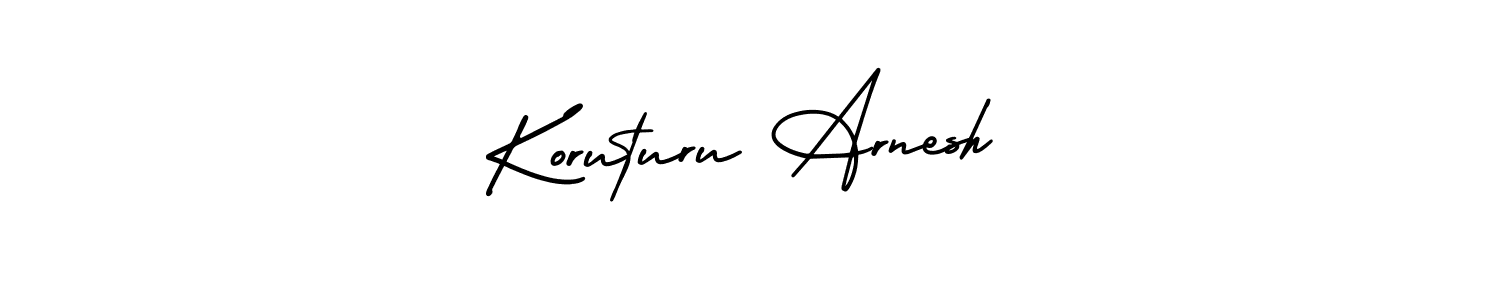 The best way (AmerikaSignatureDemo-Regular) to make a short signature is to pick only two or three words in your name. The name Koruturu Arnesh include a total of six letters. For converting this name. Koruturu Arnesh signature style 3 images and pictures png
