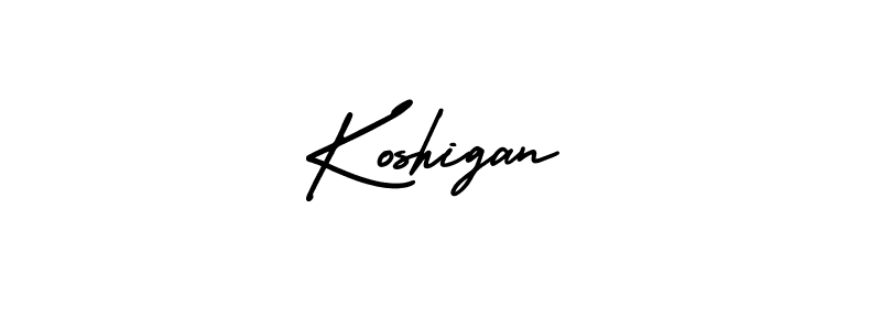 The best way (AmerikaSignatureDemo-Regular) to make a short signature is to pick only two or three words in your name. The name Koshigan include a total of six letters. For converting this name. Koshigan signature style 3 images and pictures png