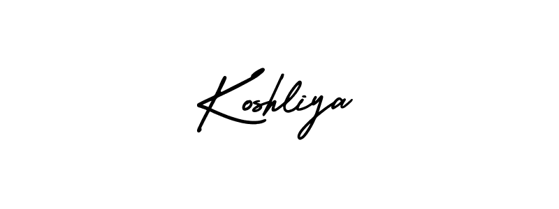 You should practise on your own different ways (AmerikaSignatureDemo-Regular) to write your name (Koshliya) in signature. don't let someone else do it for you. Koshliya signature style 3 images and pictures png